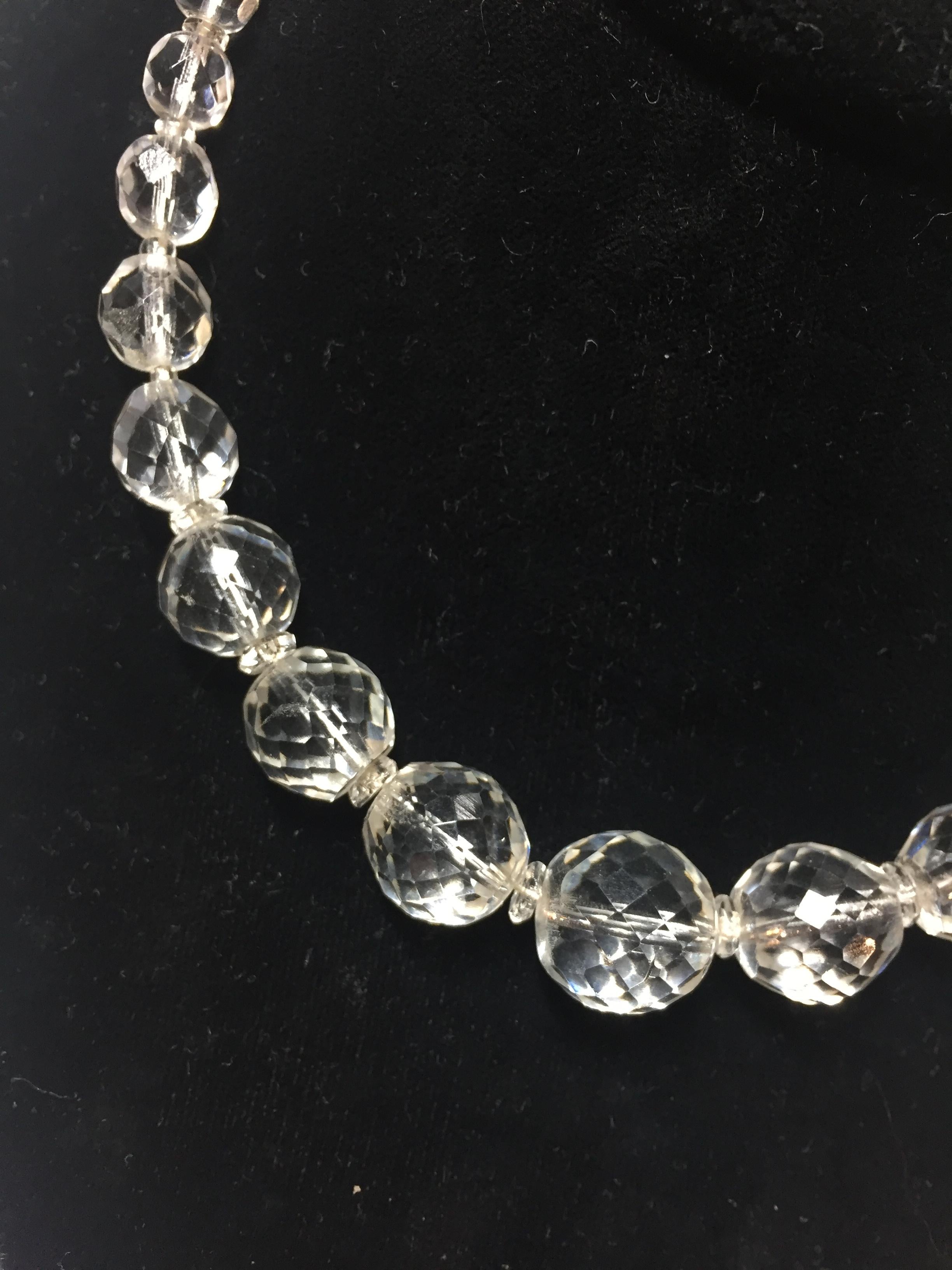 Edwardian Cut Lead Crystal Bead Choker Necklace & Sterling Earrings Circa 1905 Damen im Angebot