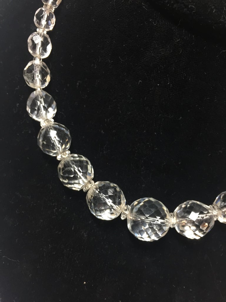 Edwardian Cut Lead Crystal Bead Choker Necklace and Sterling Earrings
