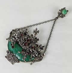 Edwardian Cut Steel Hanging Basket Pendant, France