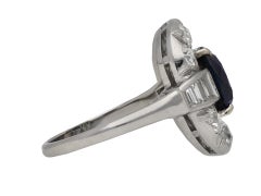 Edwardian deep Royal Blue Burmese sapphire and diamond cluster ring, circa 1915.