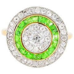 Edwardian Demantoid Garnet and Diamond Ring