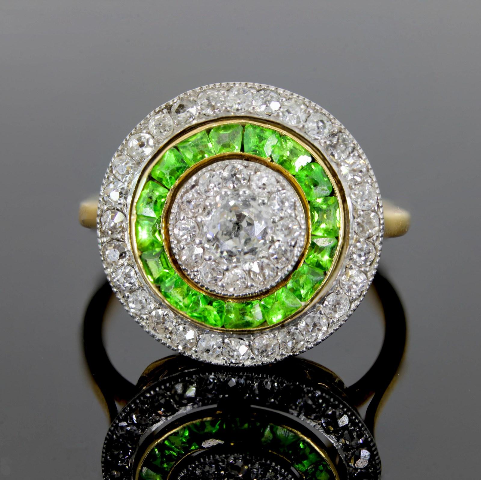 Edwardian Demantoid Garnet and Diamond Ring 1