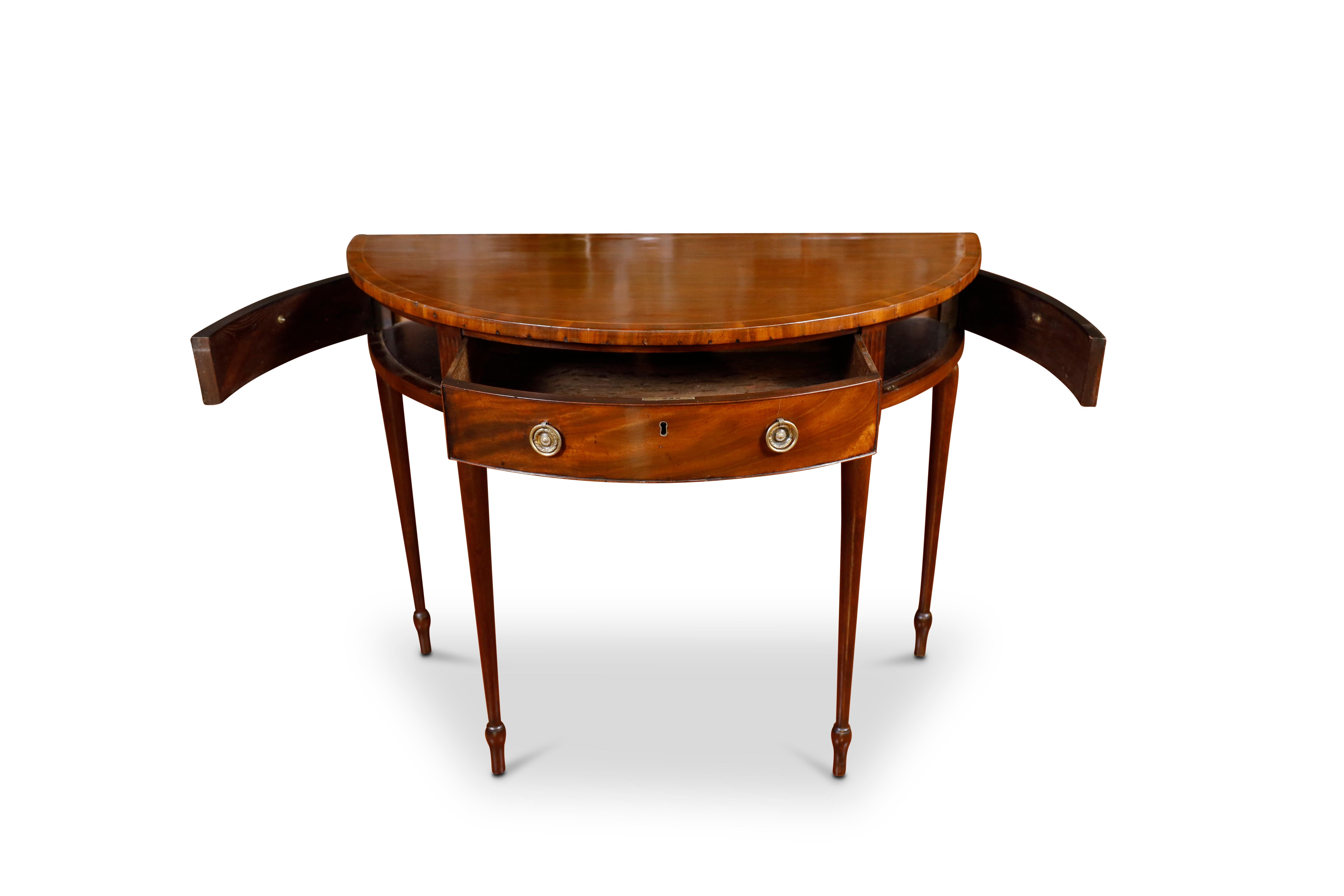 Inlay Edwardian Demilune Console For Sale