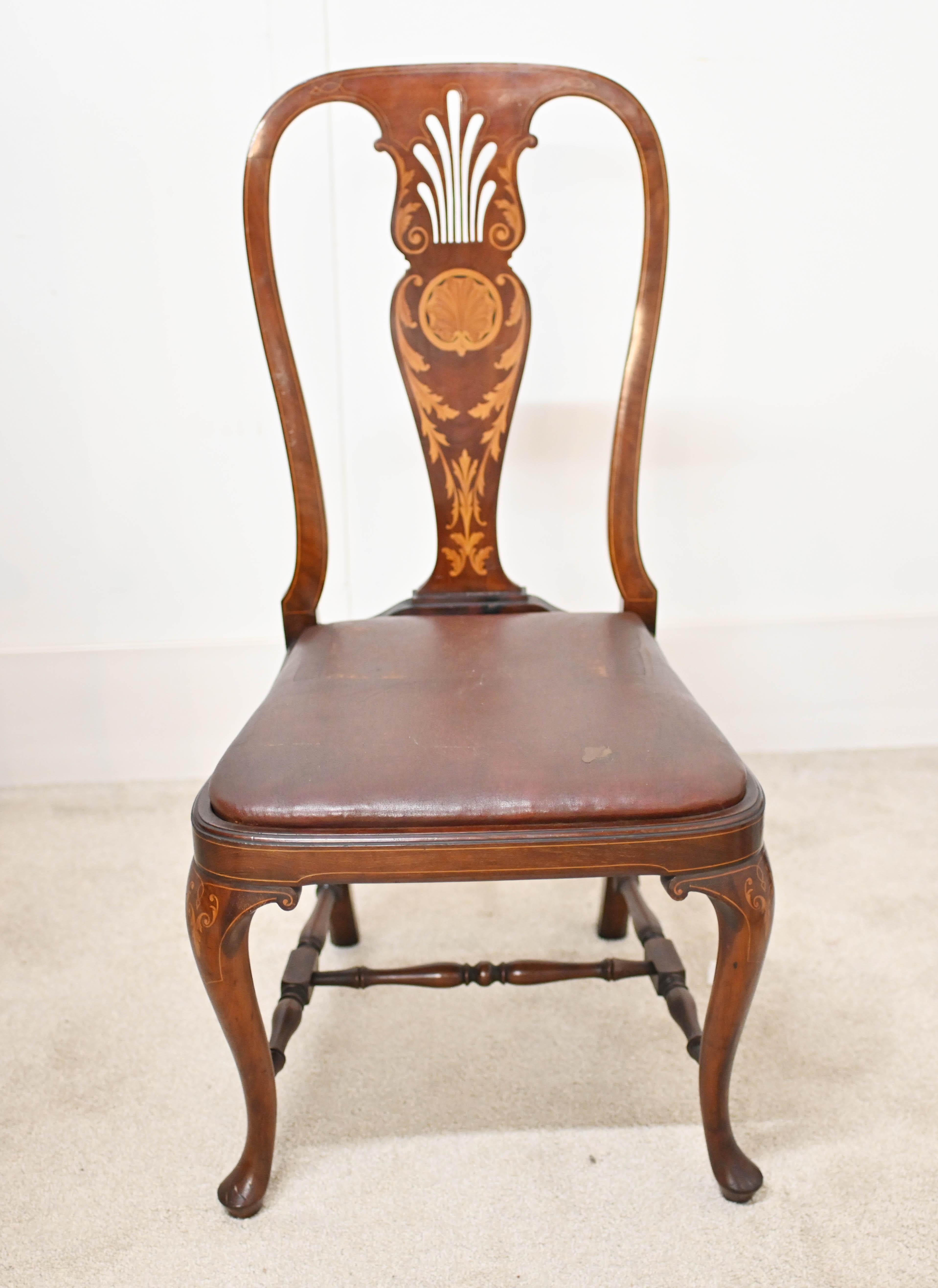 Edwardian Desk Chair Set Mahogany Maple and Co For Sale 14