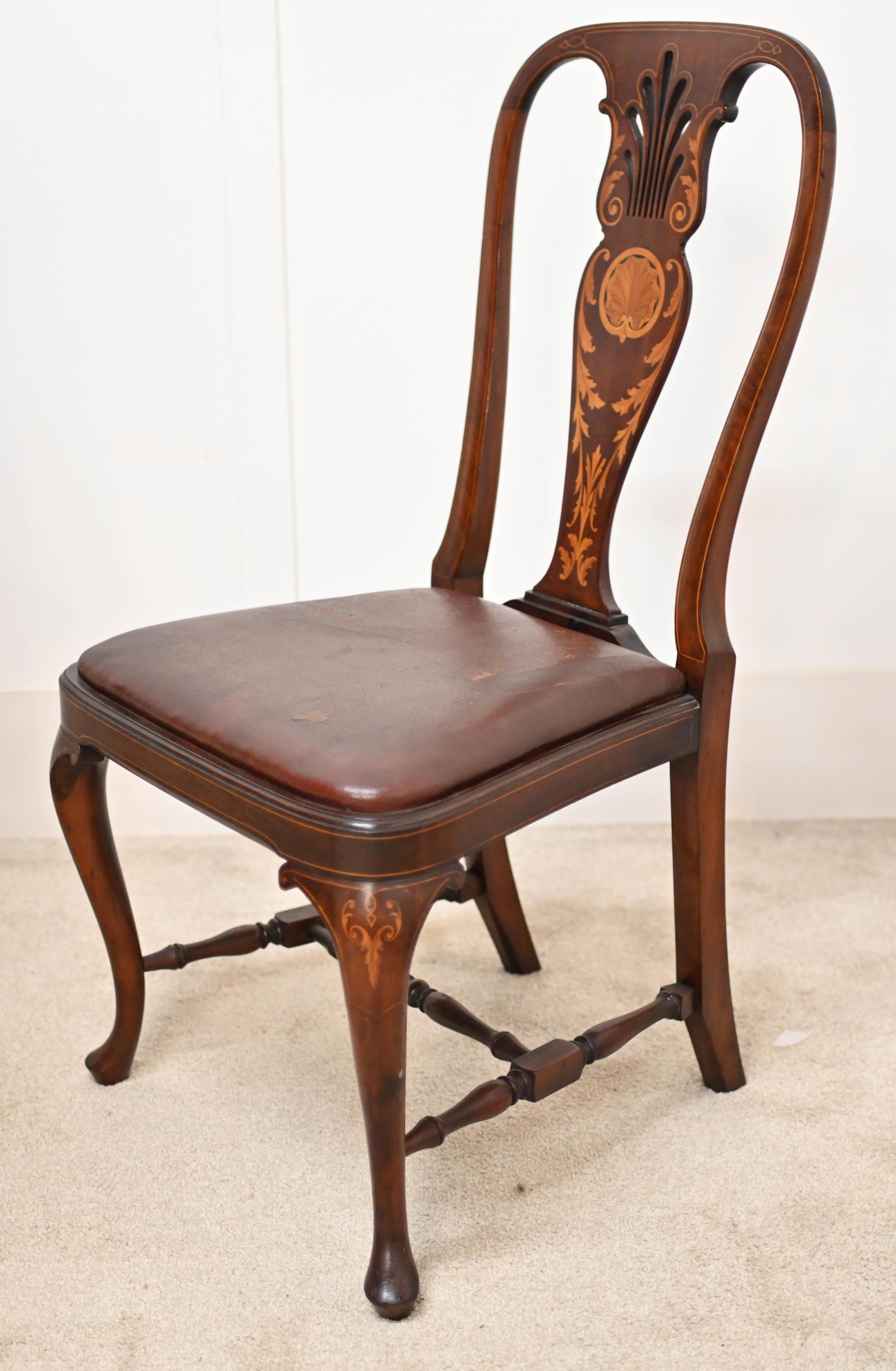 Edwardian Desk Chair Set Mahogany Maple and Co For Sale 16