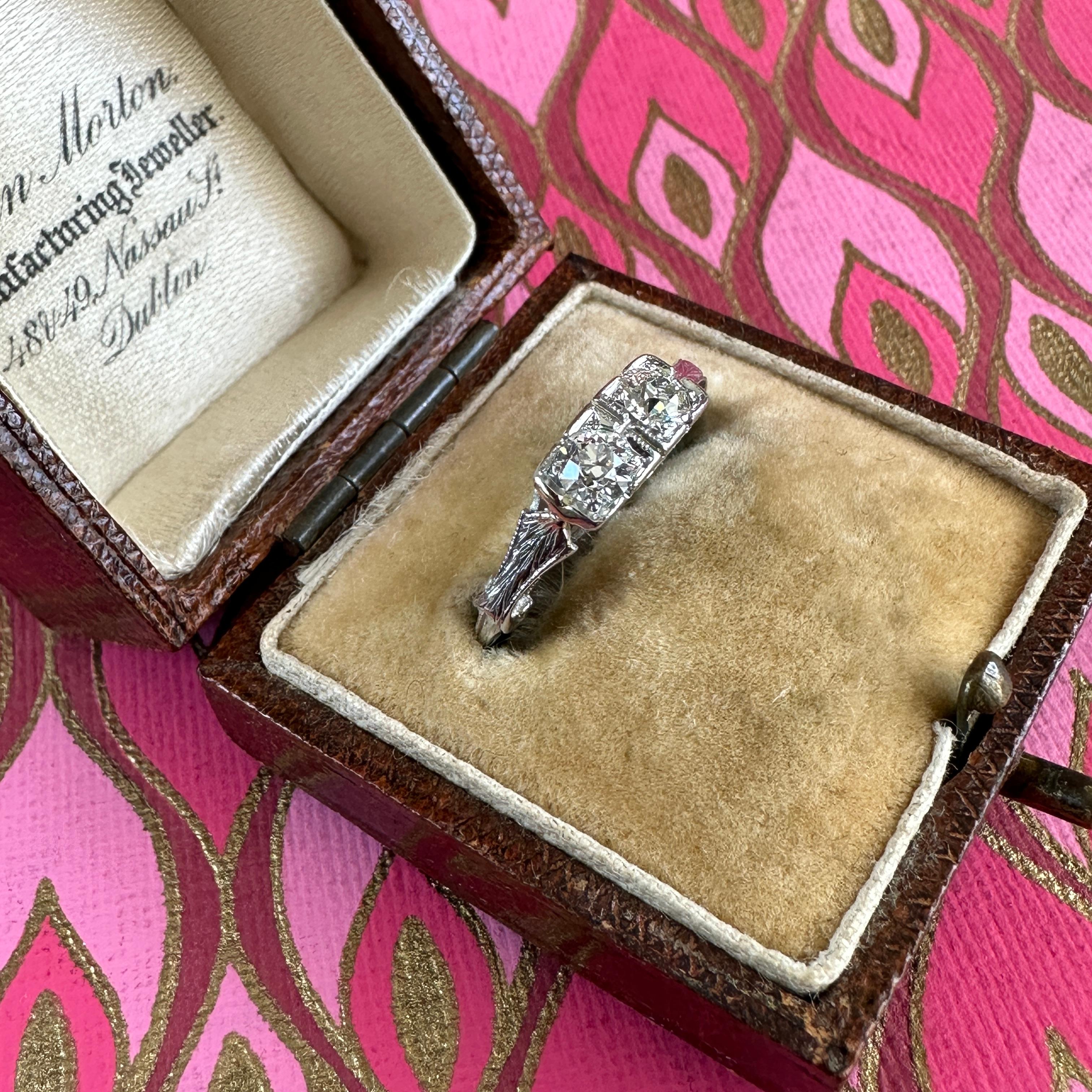Edwardian Diamond 1/2 carat 18K White Gold Filigree Ring 5