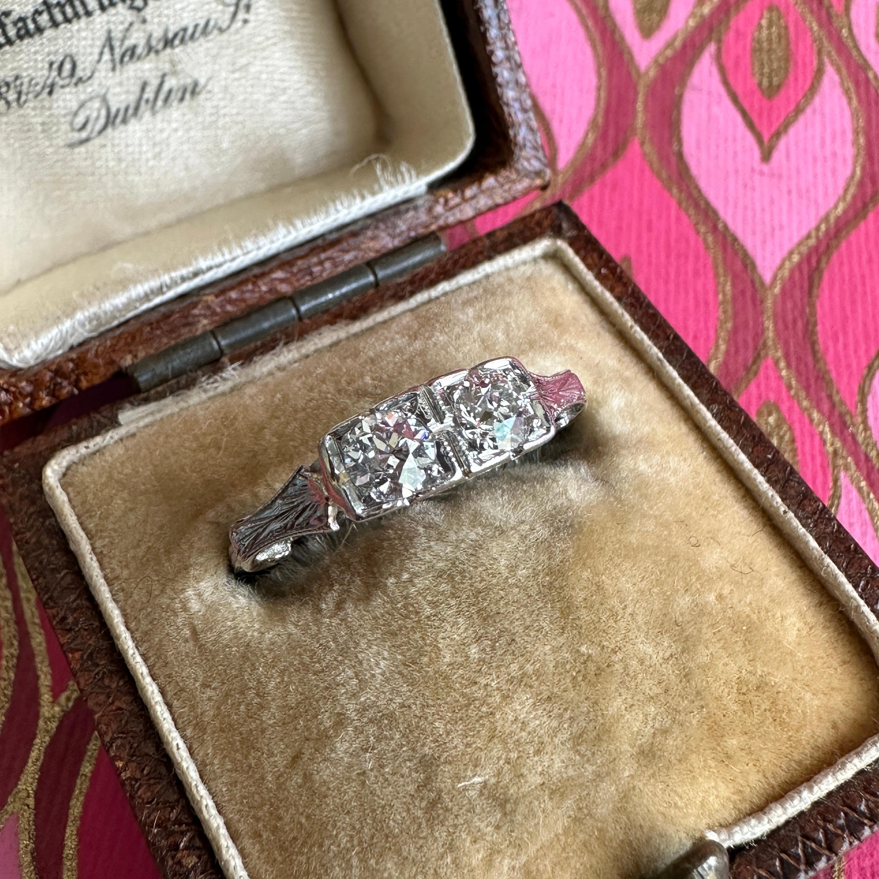 Edwardian Diamond 1/2 carat 18K White Gold Filigree Ring 6