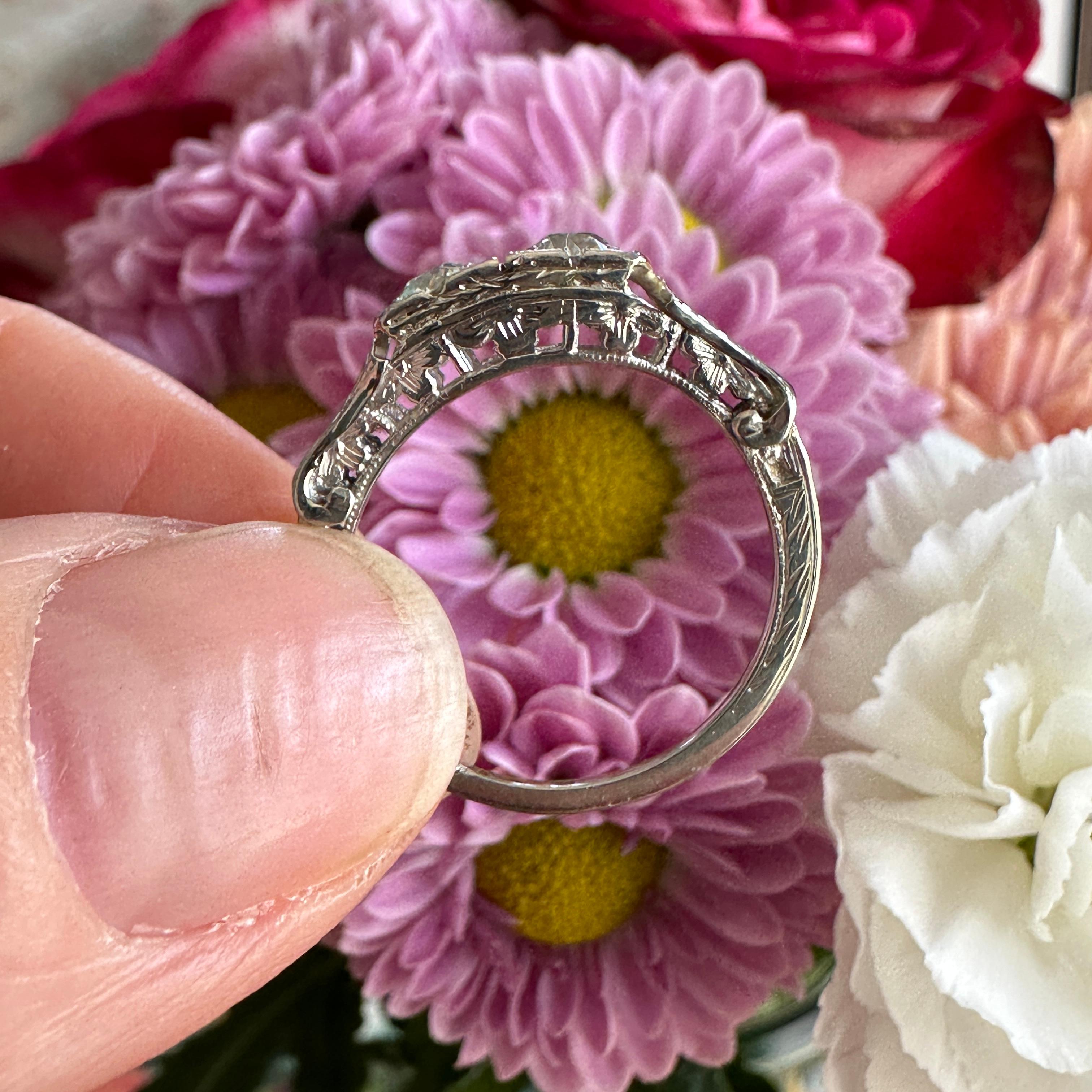 Women's Edwardian Diamond 1/2 carat 18K White Gold Filigree Ring