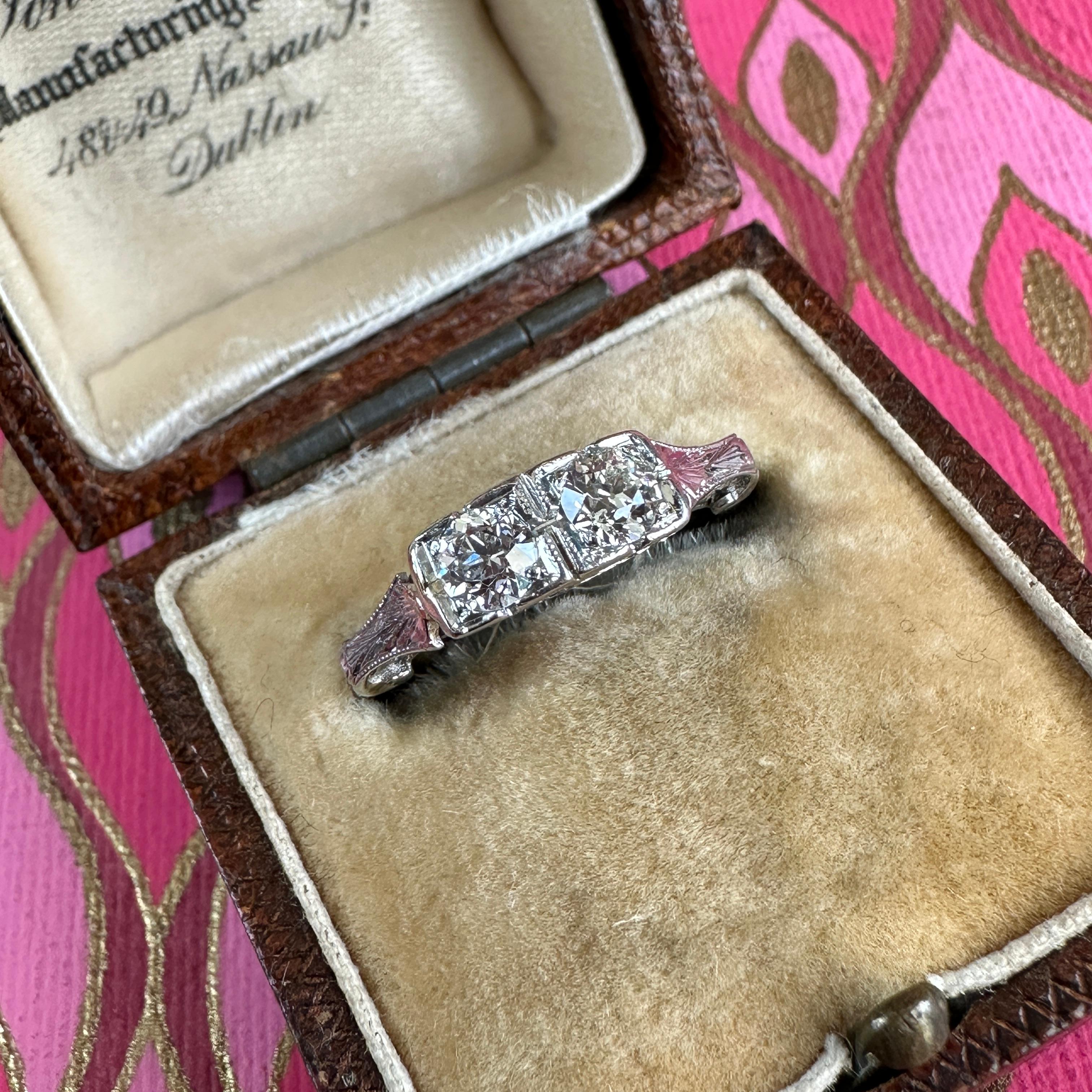 Edwardian Diamond 1/2 carat 18K White Gold Filigree Ring 4