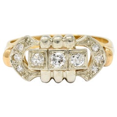 Edwardian Diamond 14 Karat Two-Tone Gold Dinner Ring