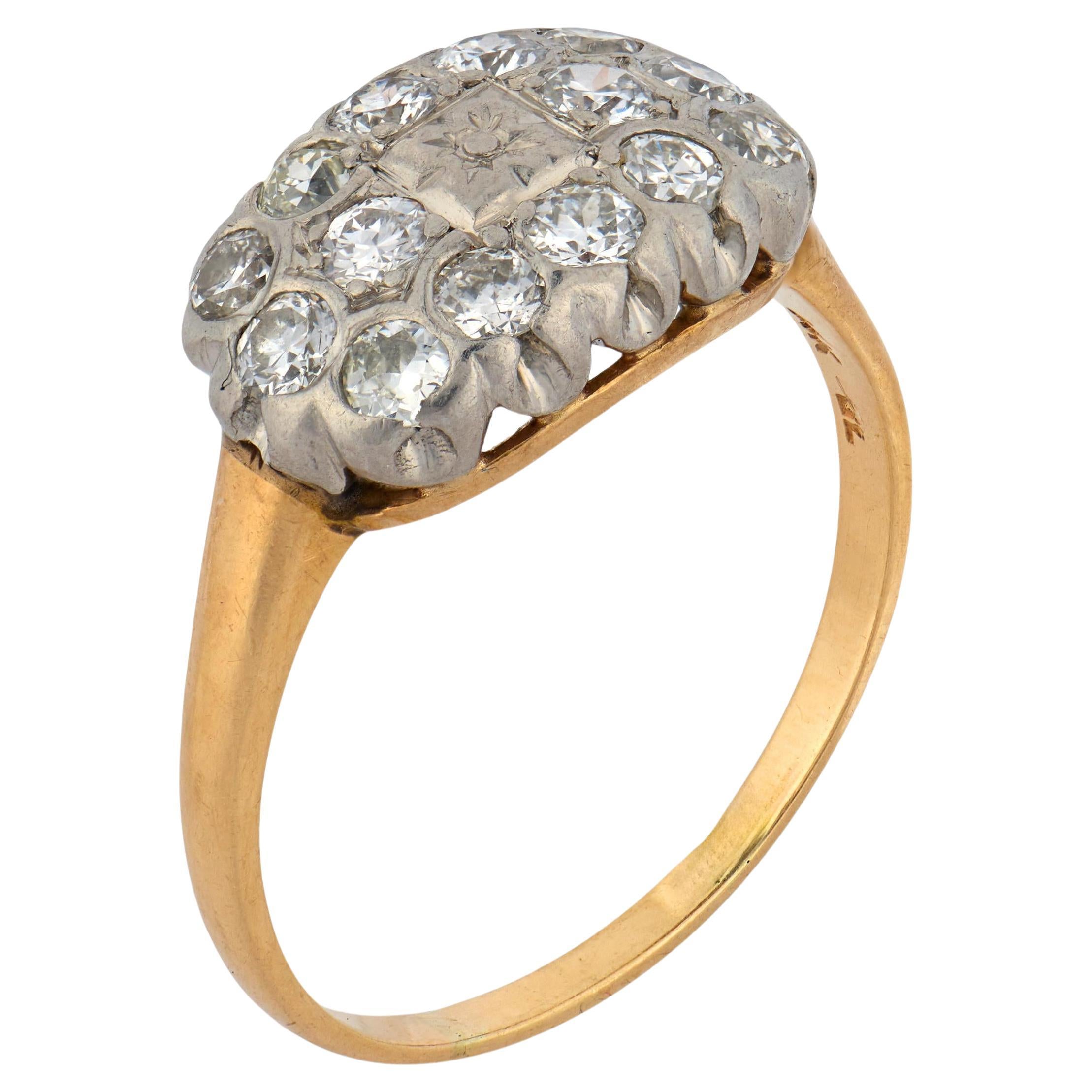 Edwardian diamond 14k two tone gold ring en vente