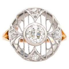 Antique Edwardian Diamond 14K Yellow 18K White Gold Wire Ring
