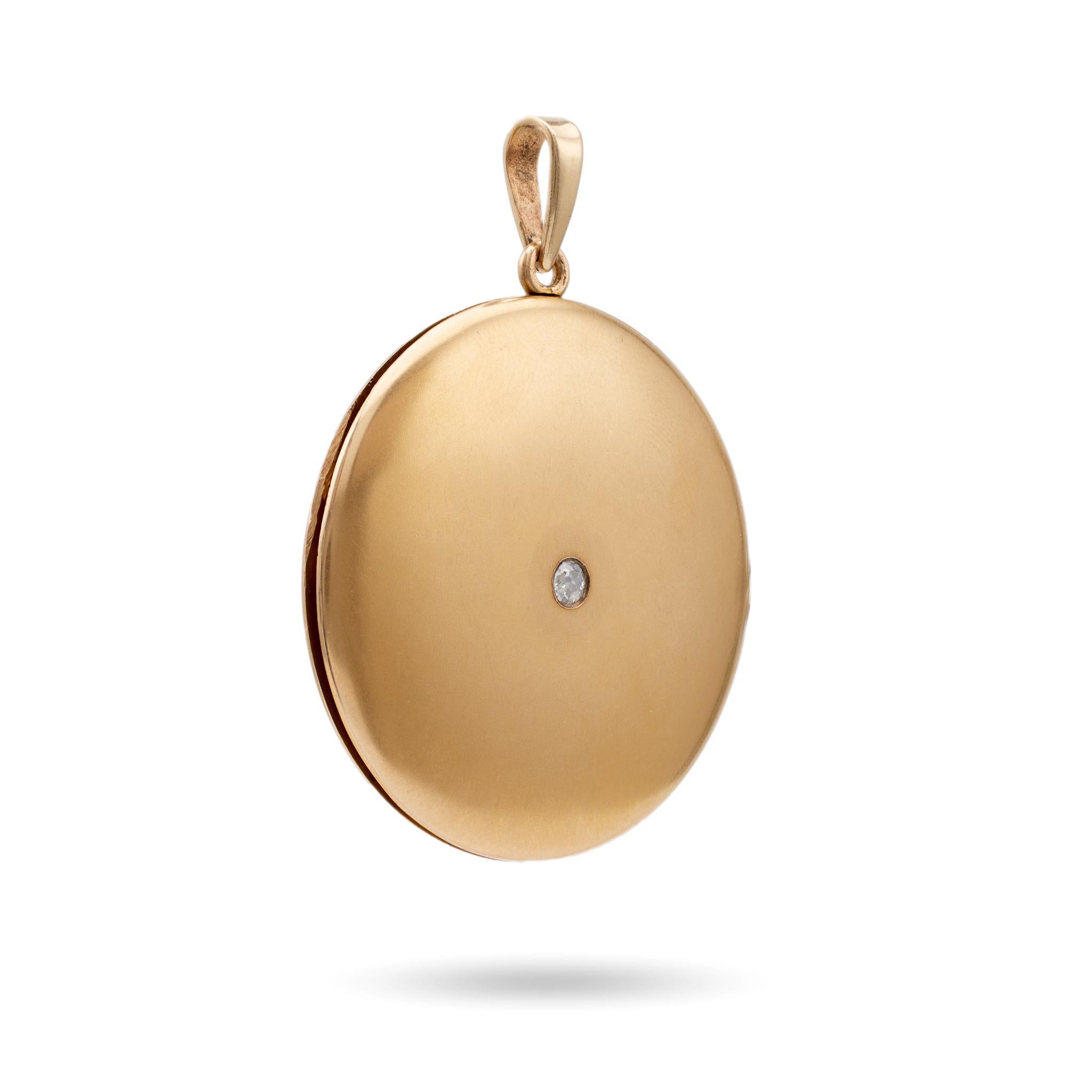Edwardian Diamond 14k Yellow Gold Locket In Good Condition For Sale In Beverly Hills, CA