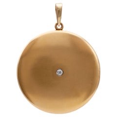 Edwardianisches 14k Gelbgold-Medaillon mit Diamanten