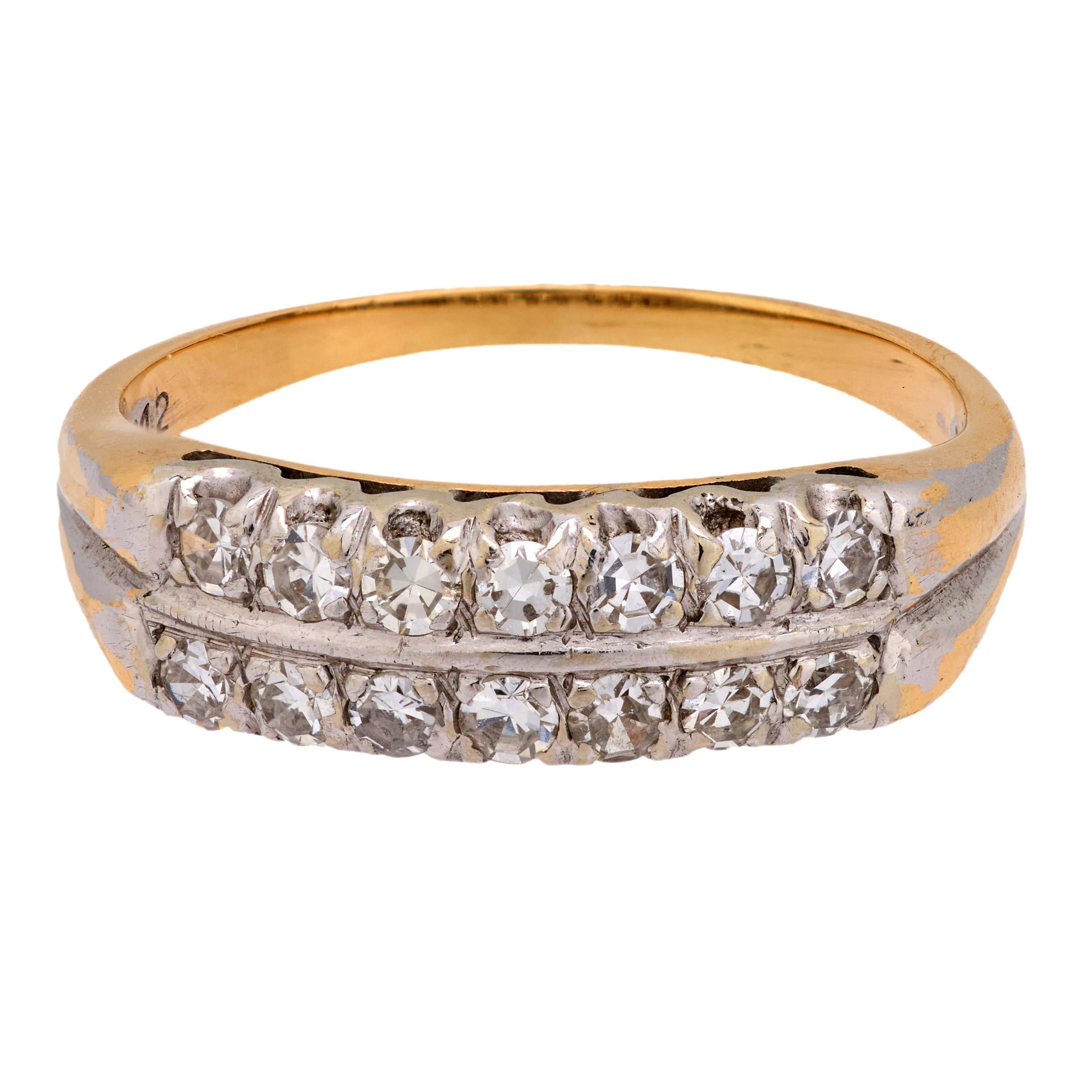 Edwardian diamond 14k yellow gold wedding band Eduardiano en venta