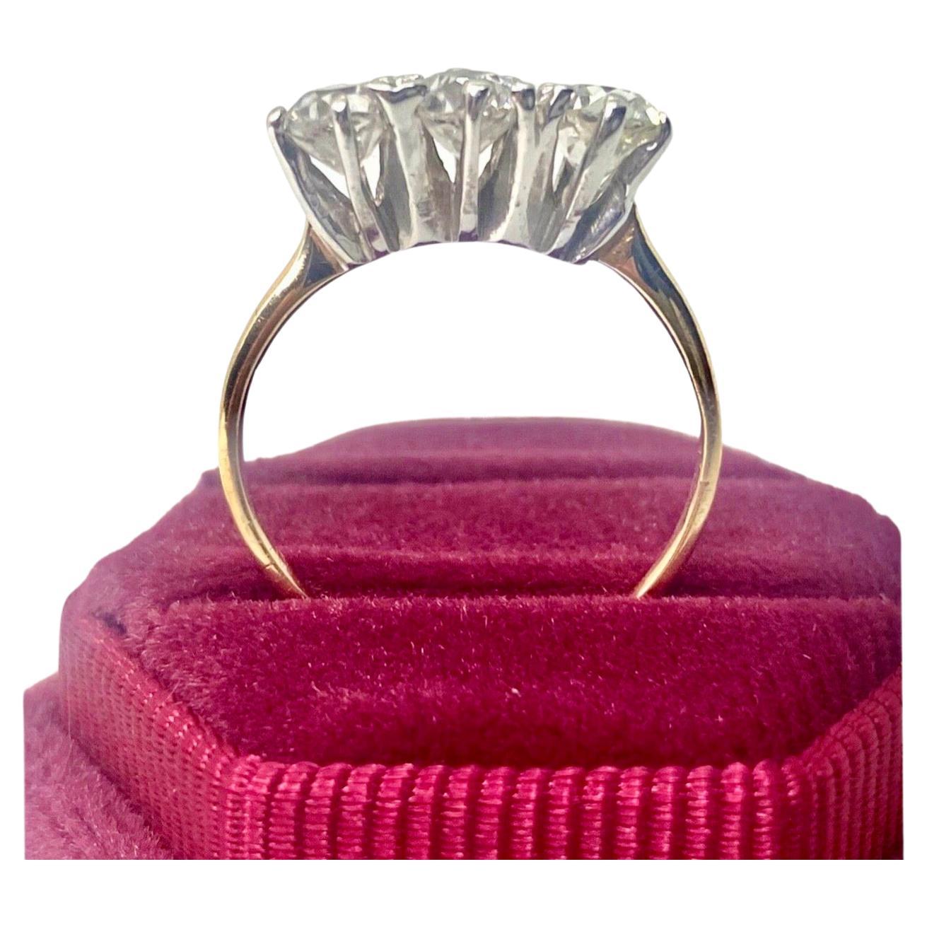 Edwardian Diamond 1.50 Carat Three-Stone Ring For Sale