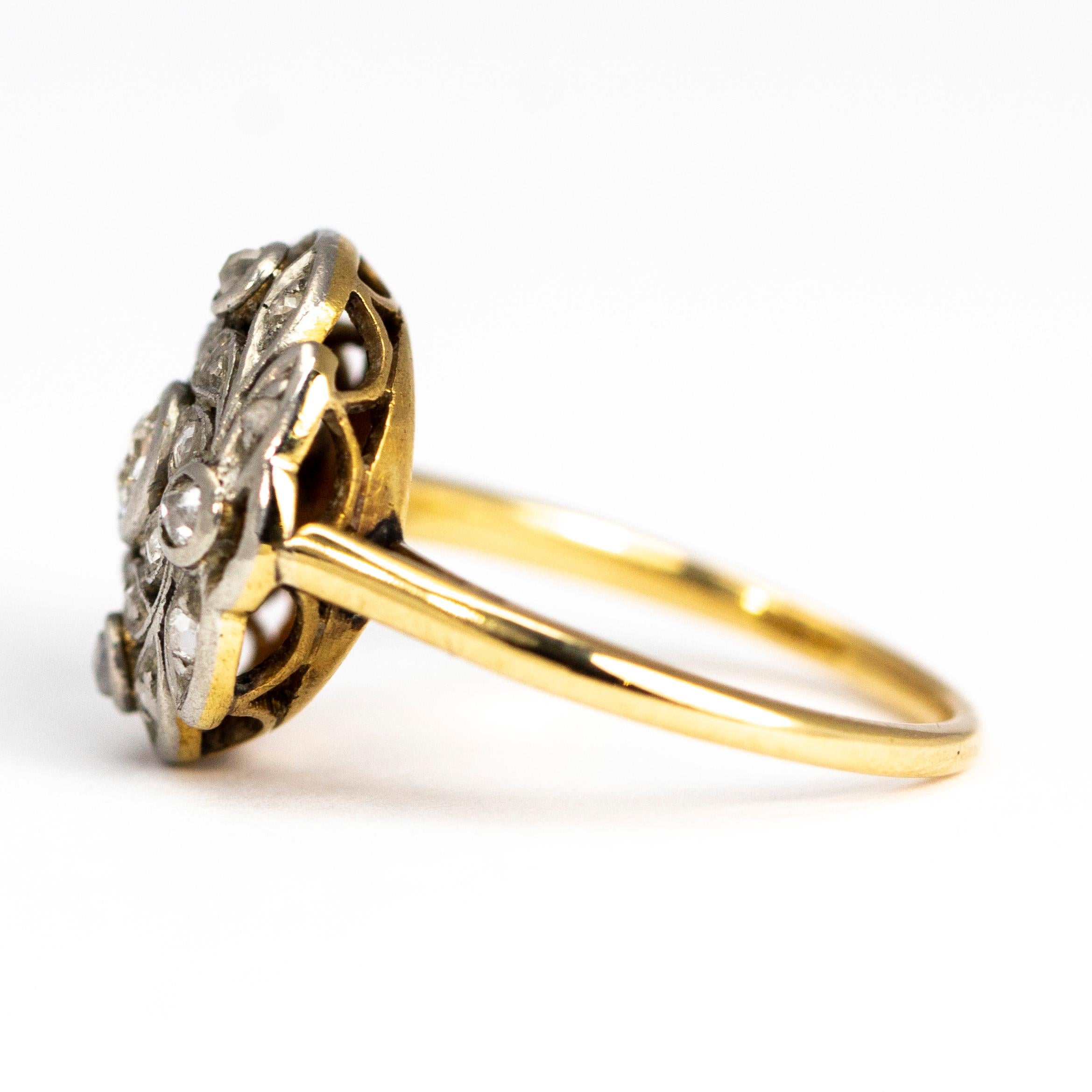 Art Nouveau Edwardian Diamond, 18 Carat and Platinum Ring