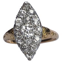 Edwardian Diamond, 18 Carat Gold and Platinum Marquise Ring