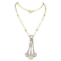 Edwardian Diamond 18 Carat Gold and Platinum Necklace