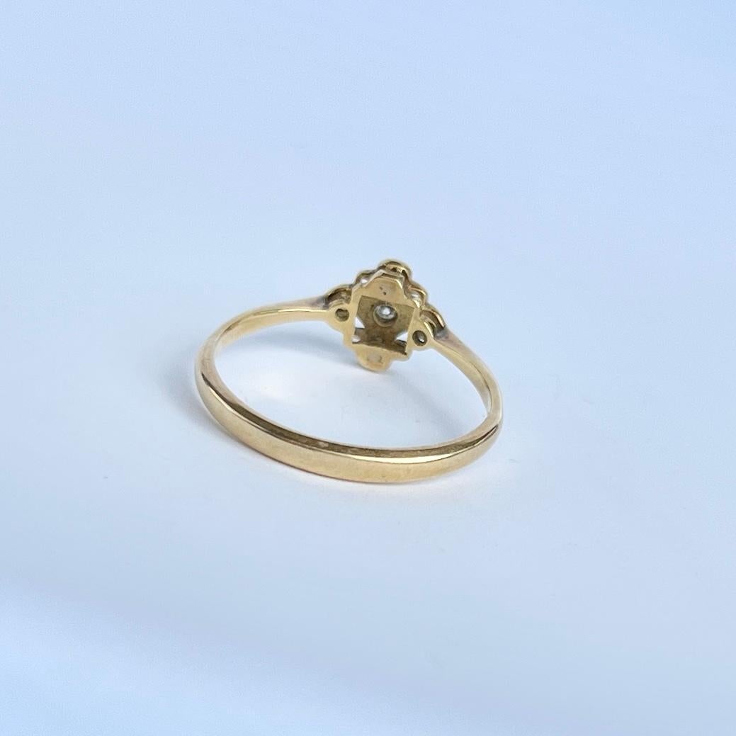 Edwardian Diamond, 18 Carat Gold and Platinum Panel Ring In Good Condition In Chipping Campden, GB