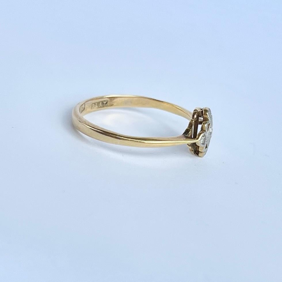 Women's Edwardian Diamond, 18 Carat Gold and Platinum Panel Ring