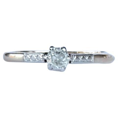 Anillo solitario eduardiano de oro de 18 quilates y platino