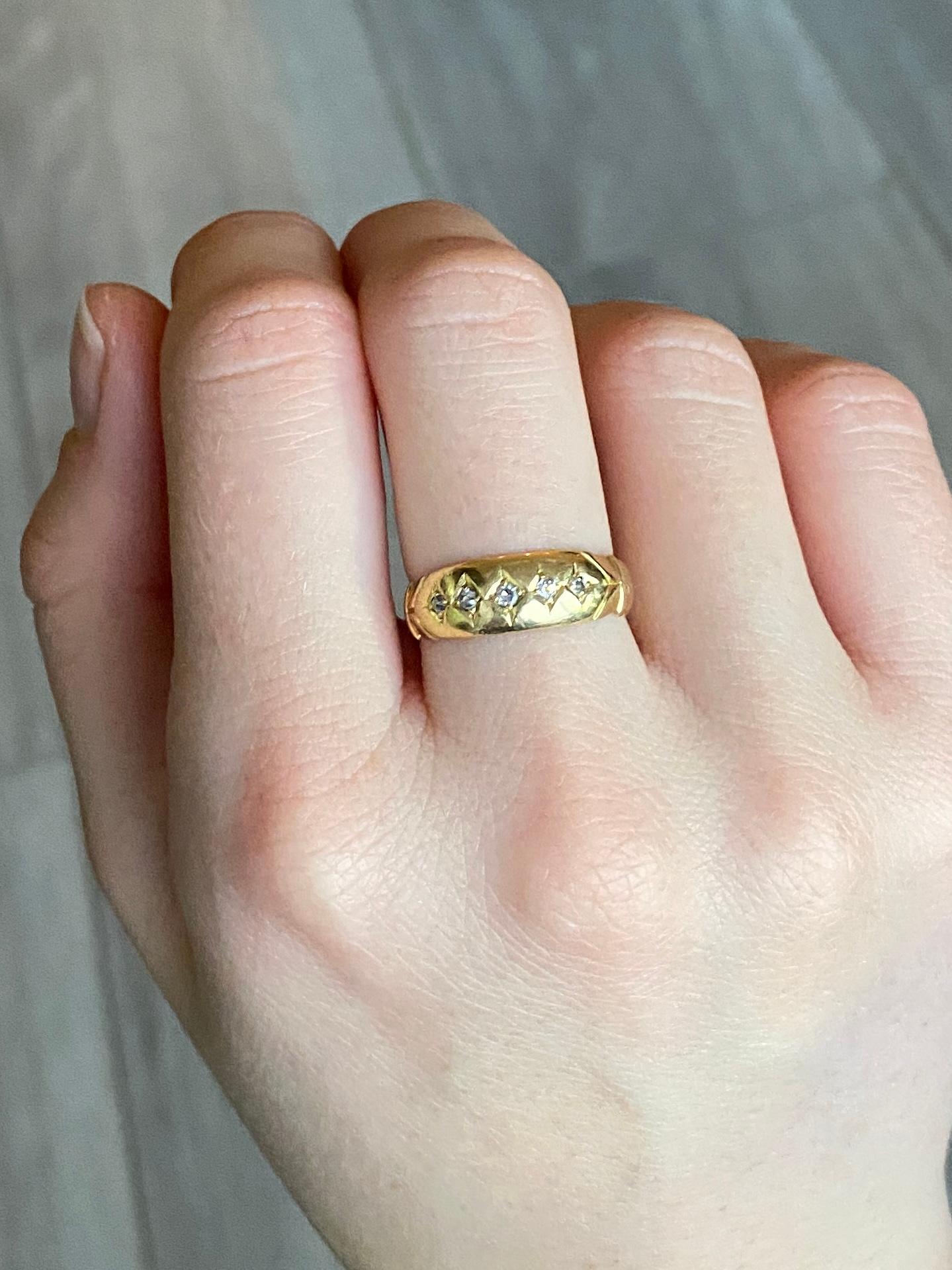 Victorian Edwardian Diamond 18 Carat Gold Band Ring For Sale