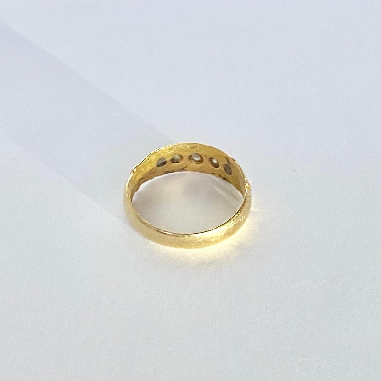 Round Cut Edwardian Diamond 18 Carat Gold Band Ring For Sale
