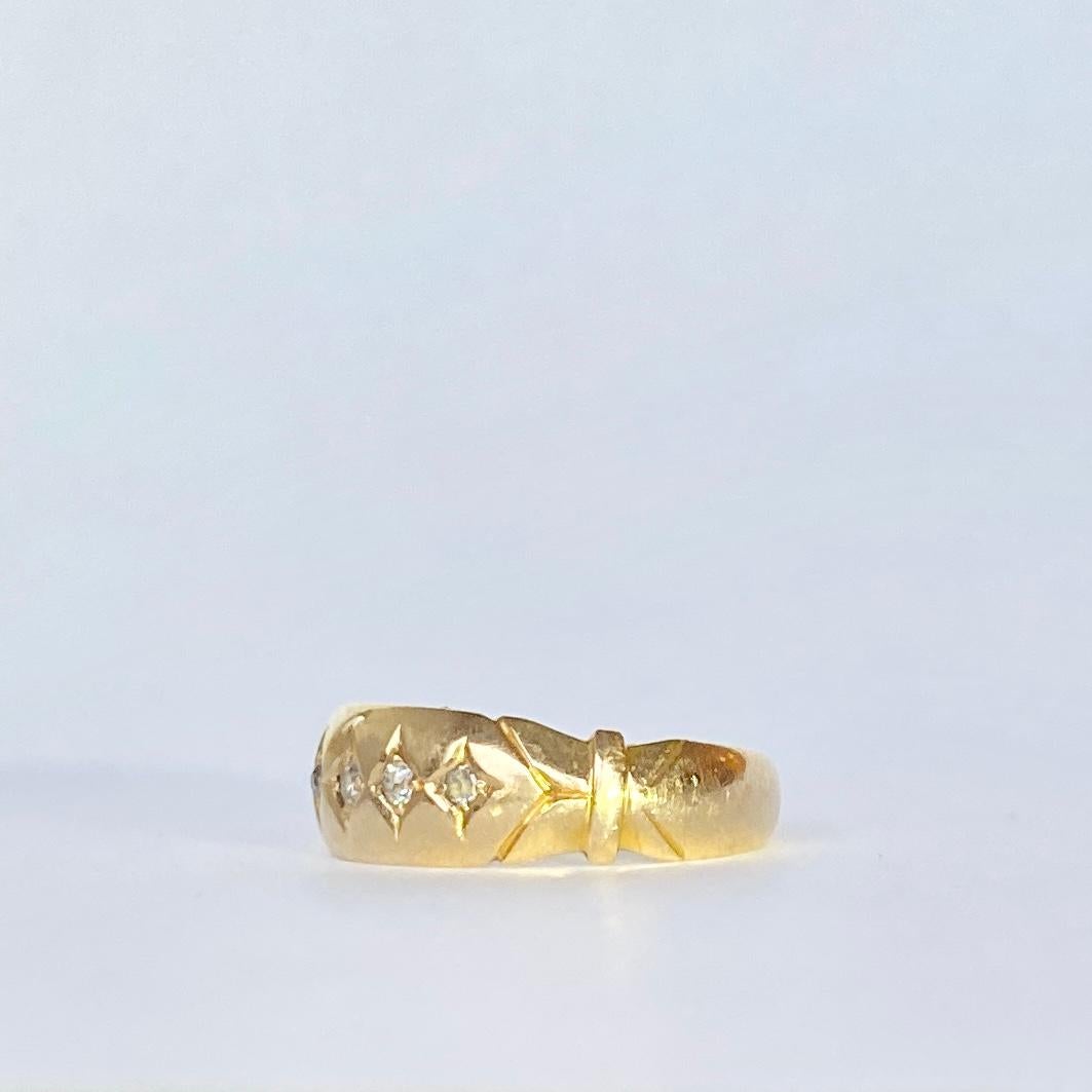 Edwardian Diamond 18 Carat Gold Band Ring In Good Condition For Sale In Chipping Campden, GB