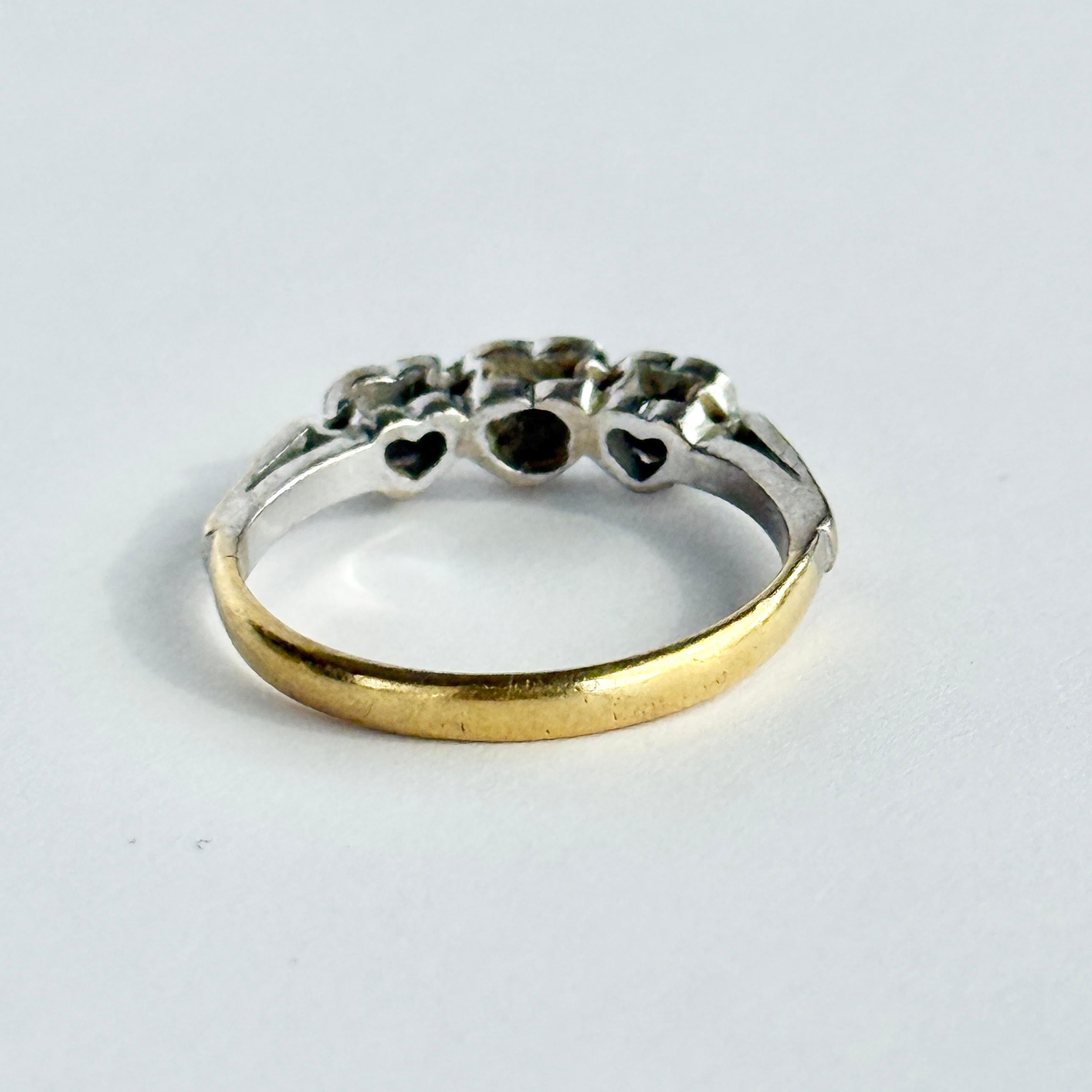 Taglio vecchia miniera Anello cuore in oro 18 carati con diamante edoardiano in vendita