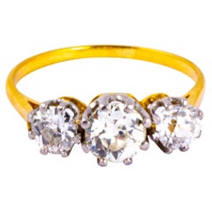 Antique Edwardian Diamond 18 Carat Gold Three-Stone