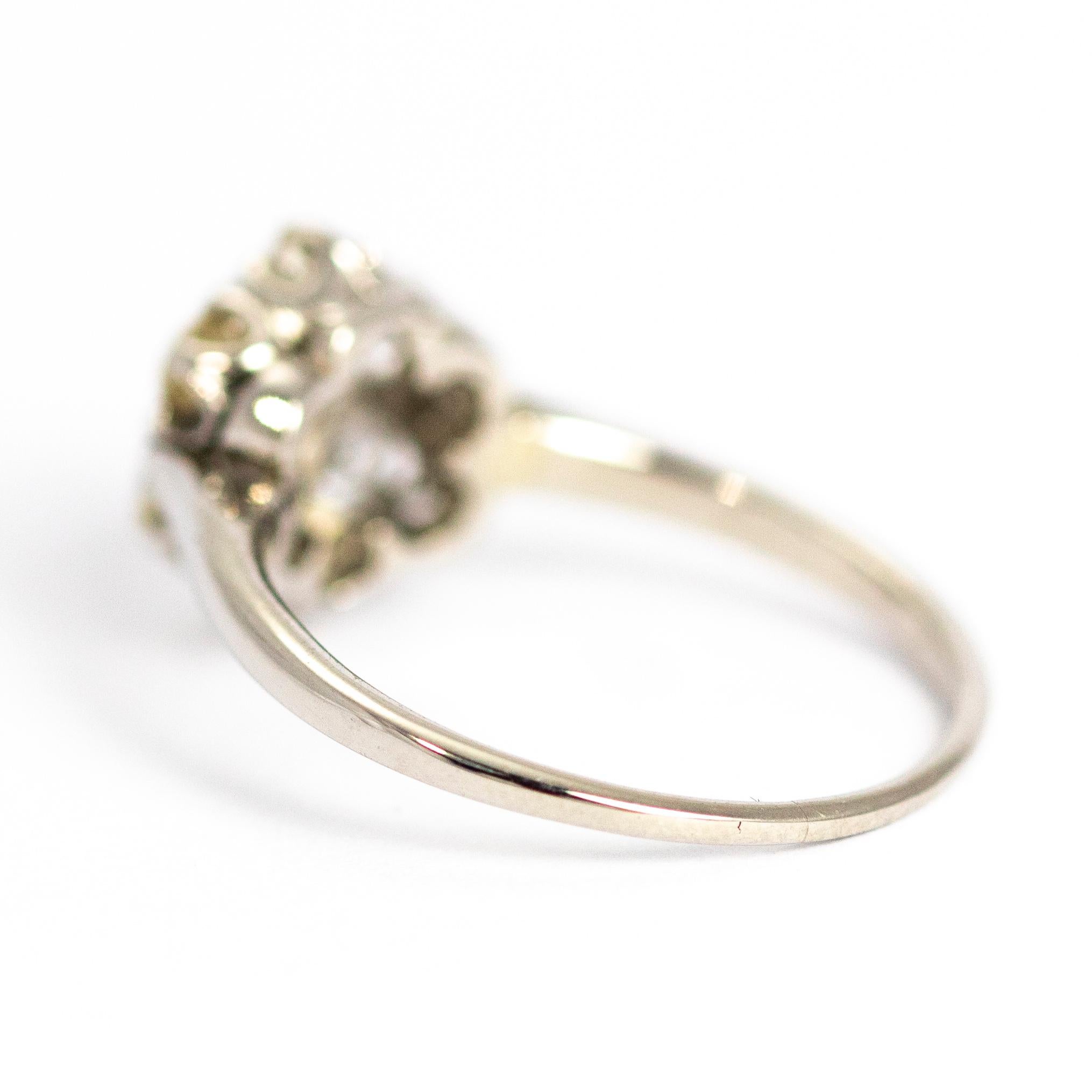 Edwardian Diamond 18 Carat White Gold Cluster Ring In Good Condition In Chipping Campden, GB