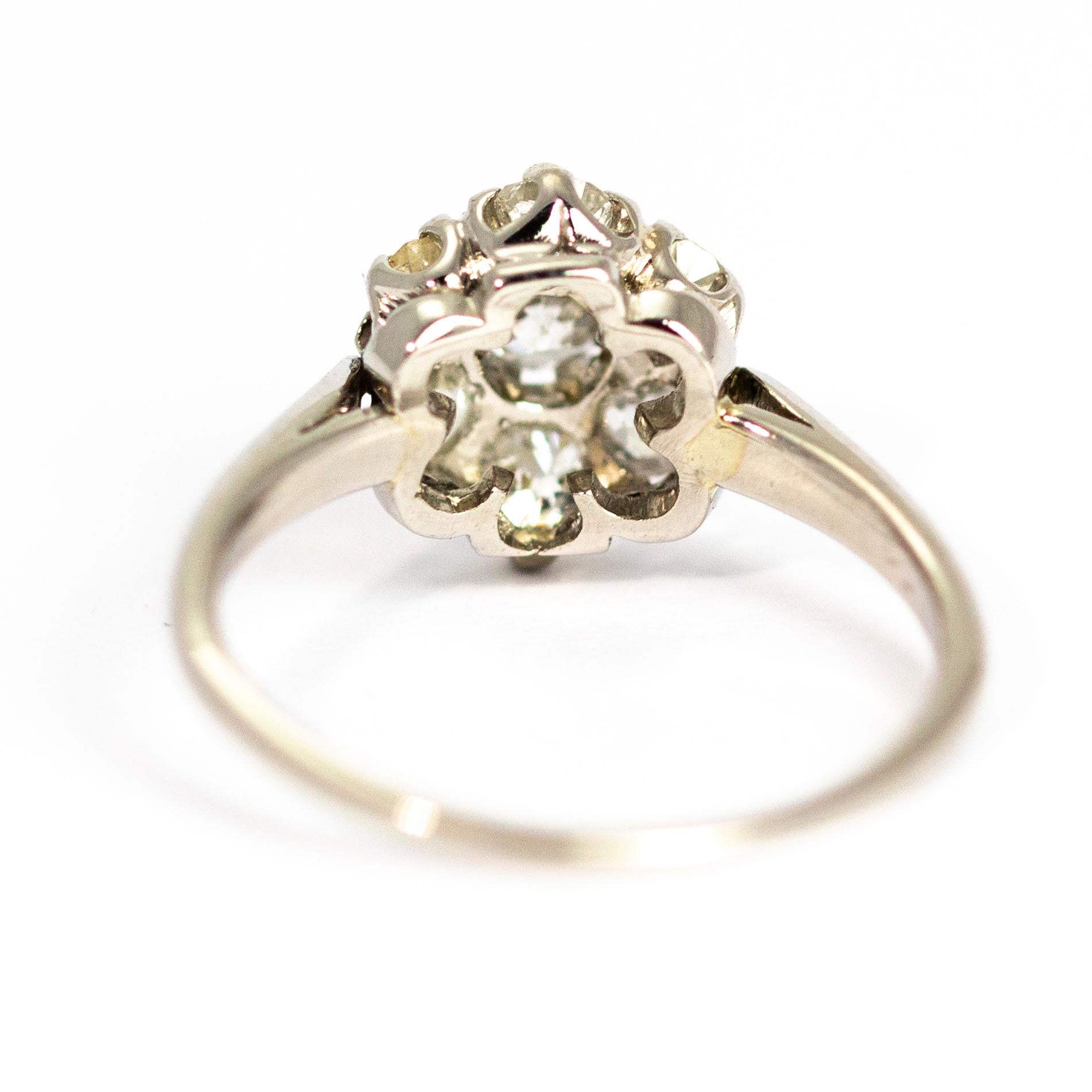 Women's Edwardian Diamond 18 Carat White Gold Cluster Ring