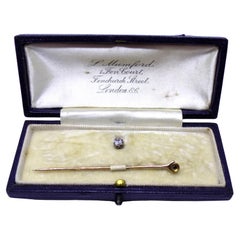 Edwardian Diamond 18 Karat Gold shirt stud stick pin