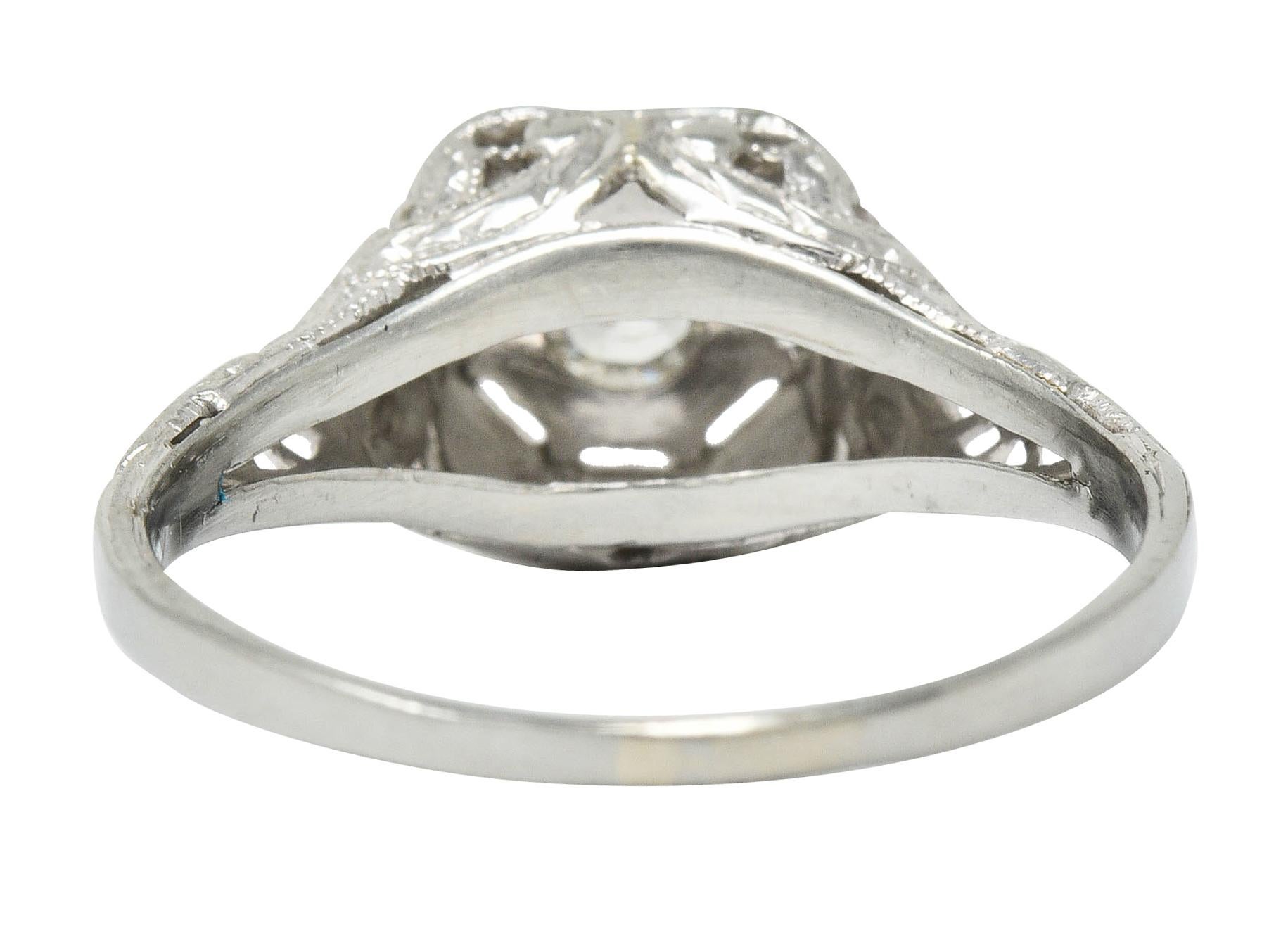 Women's or Men's Edwardian Diamond 18 Karat White Gold Engagement Ring