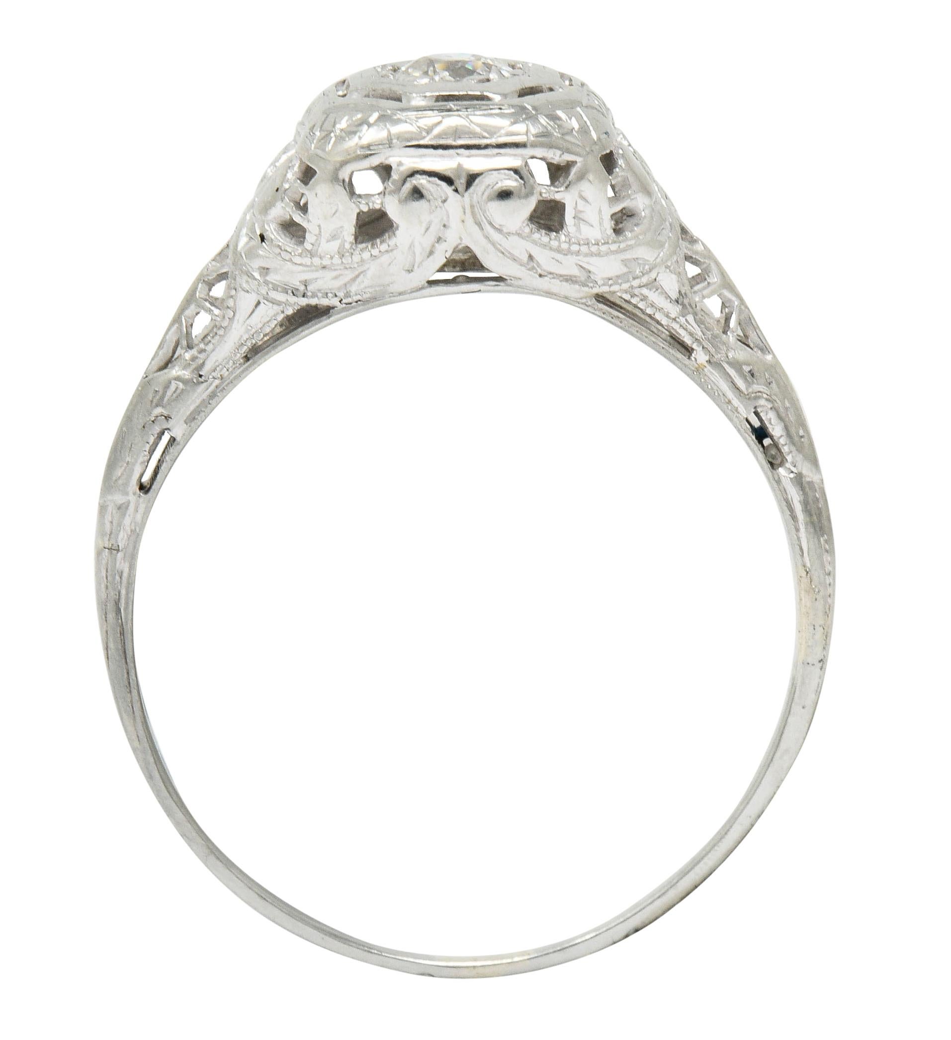 Edwardian Diamond 18 Karat White Gold Engagement Ring 3