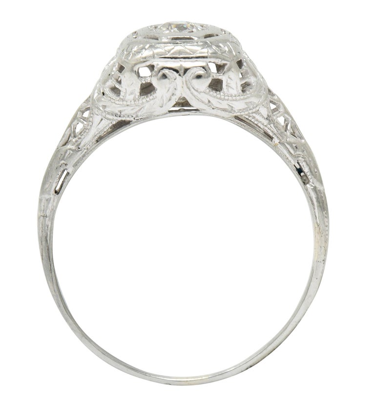 Edwardian Diamond 18 Karat White Gold Engagement Ring For Sale at 1stDibs
