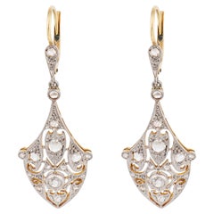 Edwardian diamond 18k two tone gold earrings