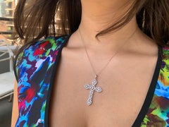 Antikes edwardianisches, feines, netzförmiges Kreuz aus 18 Karat Weißgold mit Diamanten