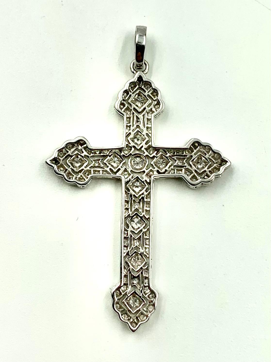 Antique Edwardian Diamond 18K White Gold Fine Reticulated Cross For Sale 1