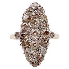 Navette-Ring, Edwardian, Diamant 18 Karat Gelbgold Platin
