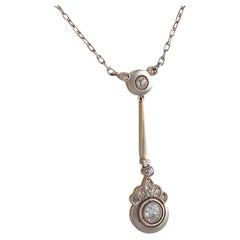 Edwardian diamond 18k yellow gold platinum necklace