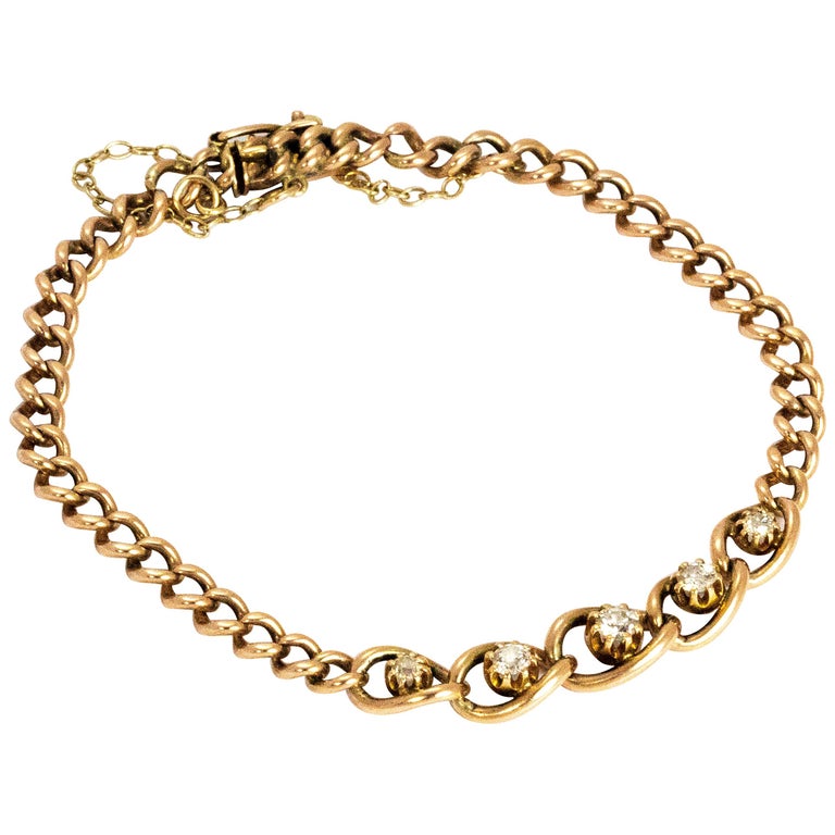 Edwardian Diamond 9 Carat Gold Bracelet at 1stdibs