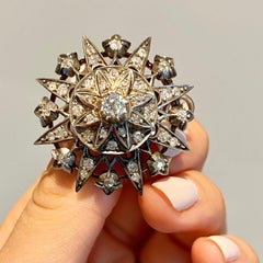 Edwardian Diamond 9 Carat Gold Star Brooch or Pendant