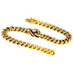 Edwardian Diamond and 15 Carat Gold Curb Bracelet