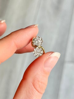 Edwardian Diamond and 18 Carat Double Cluster Ring