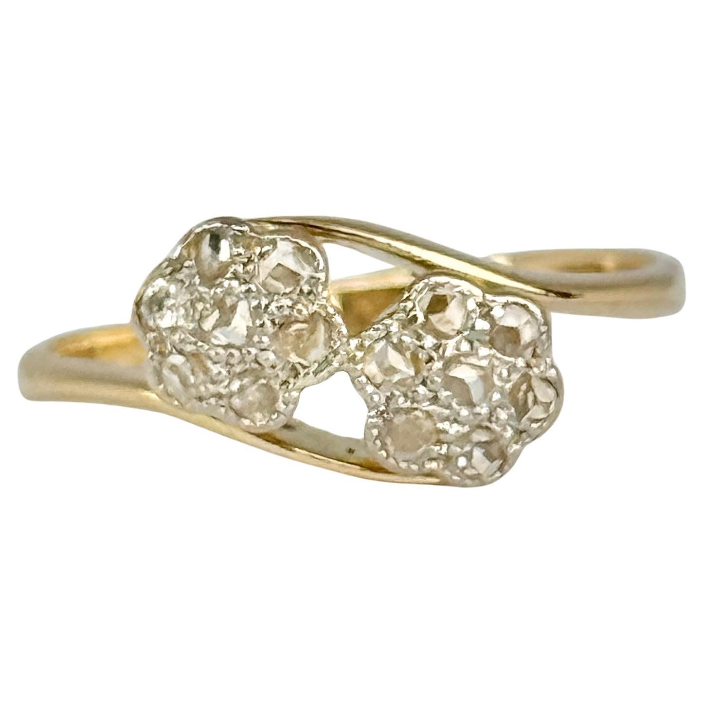 Edwardian Diamond and 18 Carat Double Cluster Ring For Sale