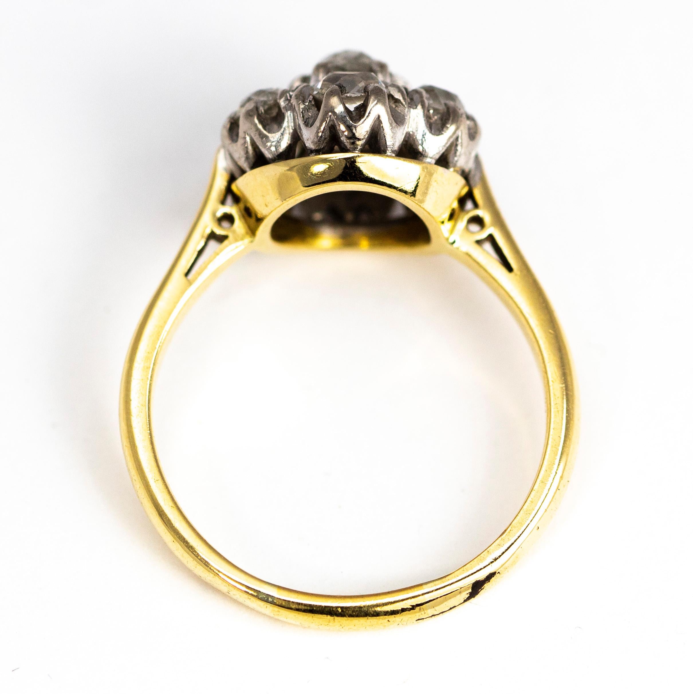 Edwardian Diamond and 18 Carat Gold Cluster Ring In Good Condition In Chipping Campden, GB