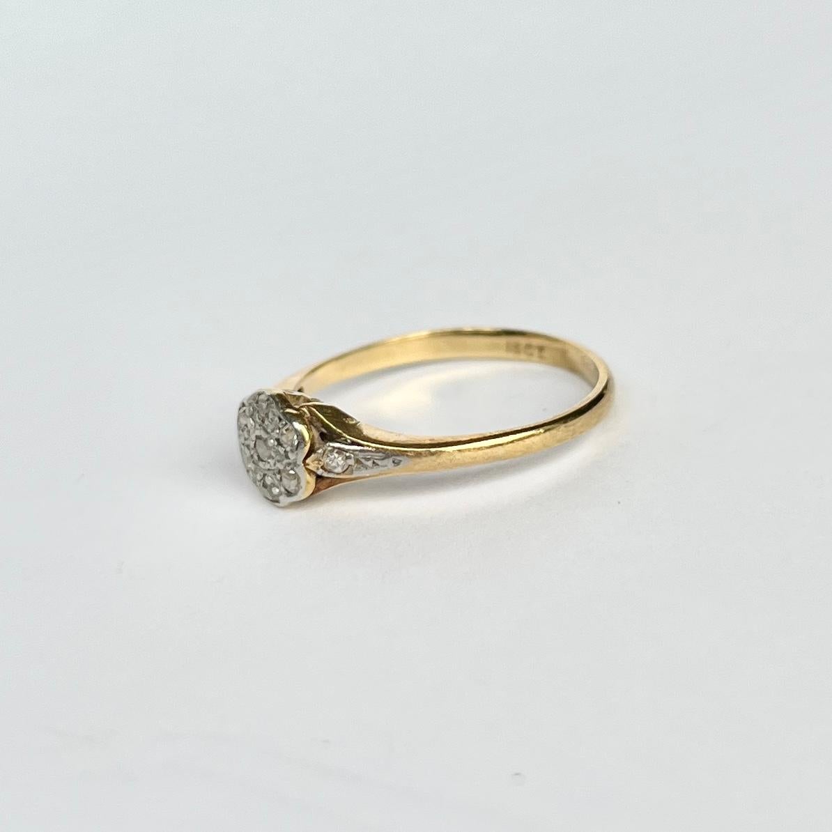 Women's Edwardian Diamond and 18 Carat Gold Cluster Ring For Sale