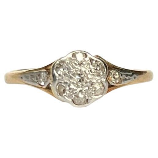 Edwardianischer Diamant- und 18 Karat Gold-Cluster-Ring im Angebot